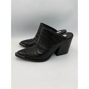 Steve Madden Black Croc-Embossed Alanna Mules - sz 8 (runs small) - like new!